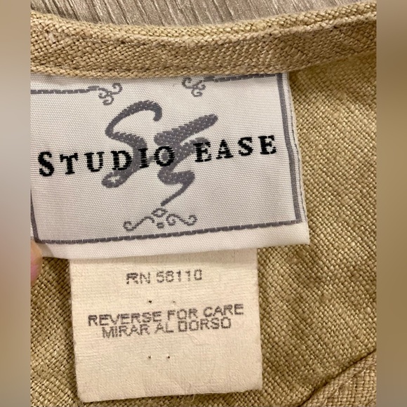 Studio Ease Linen Dress Women Beige Sz 16 - Picture 5 of 8